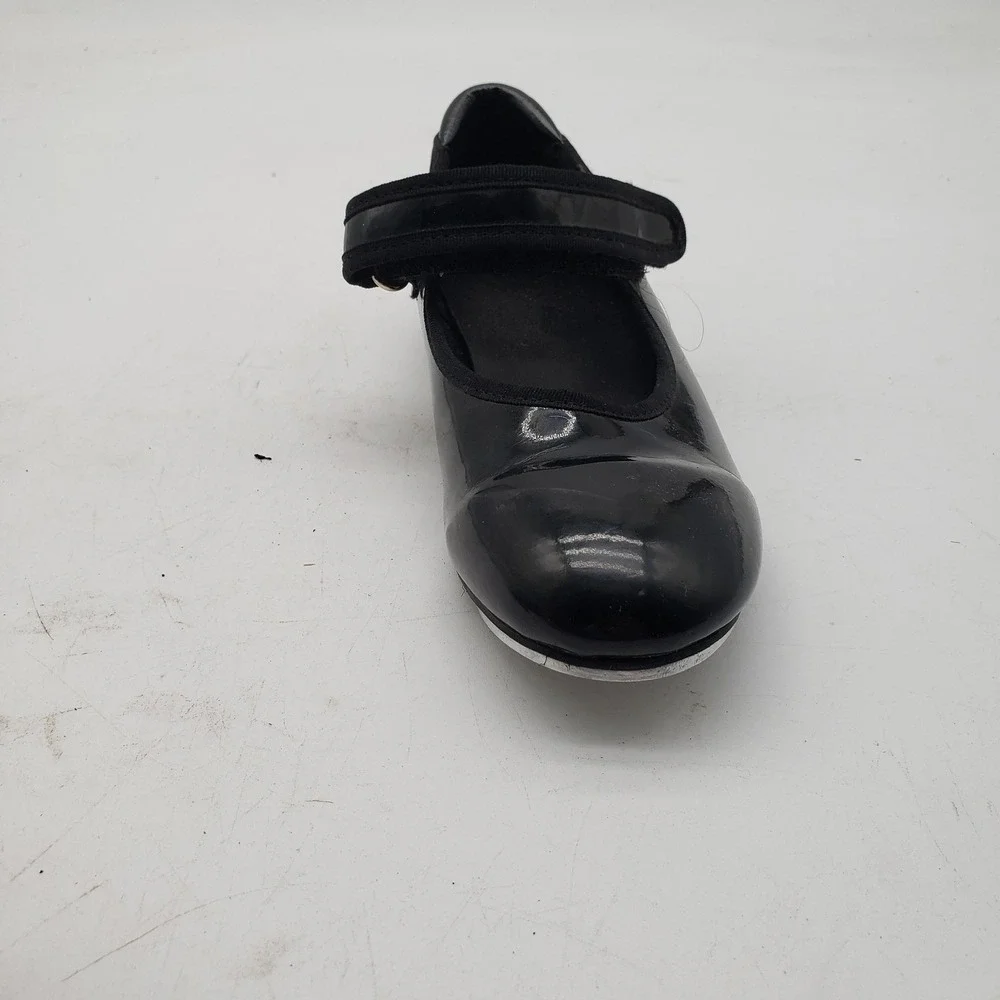 Tap Shoes Girls Size 11C Black Patent Mary Jane Tap Dance Adjustable Strap Flats